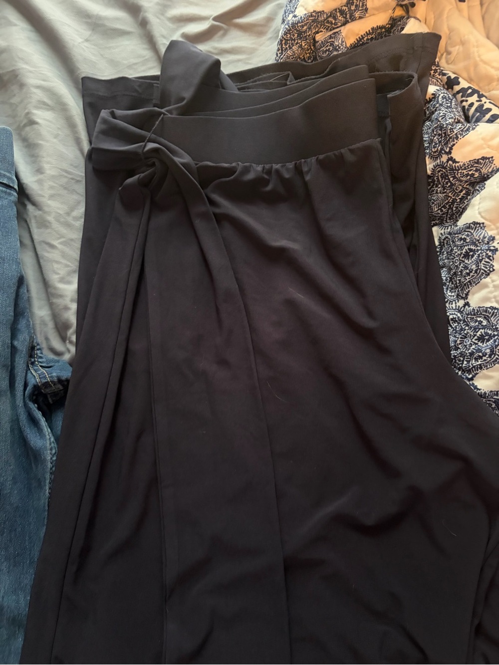 High-Rise Black Wrap Capris with Side Tie